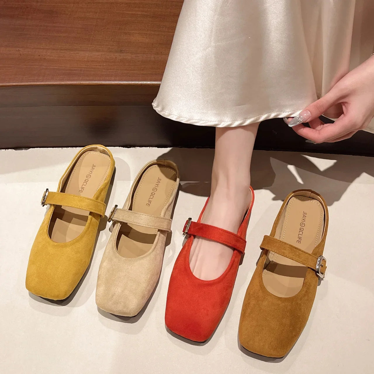Velvet Rubber Mules