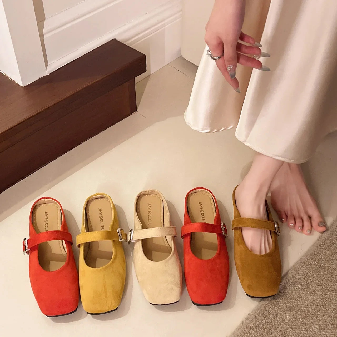 Velvet Rubber Mules