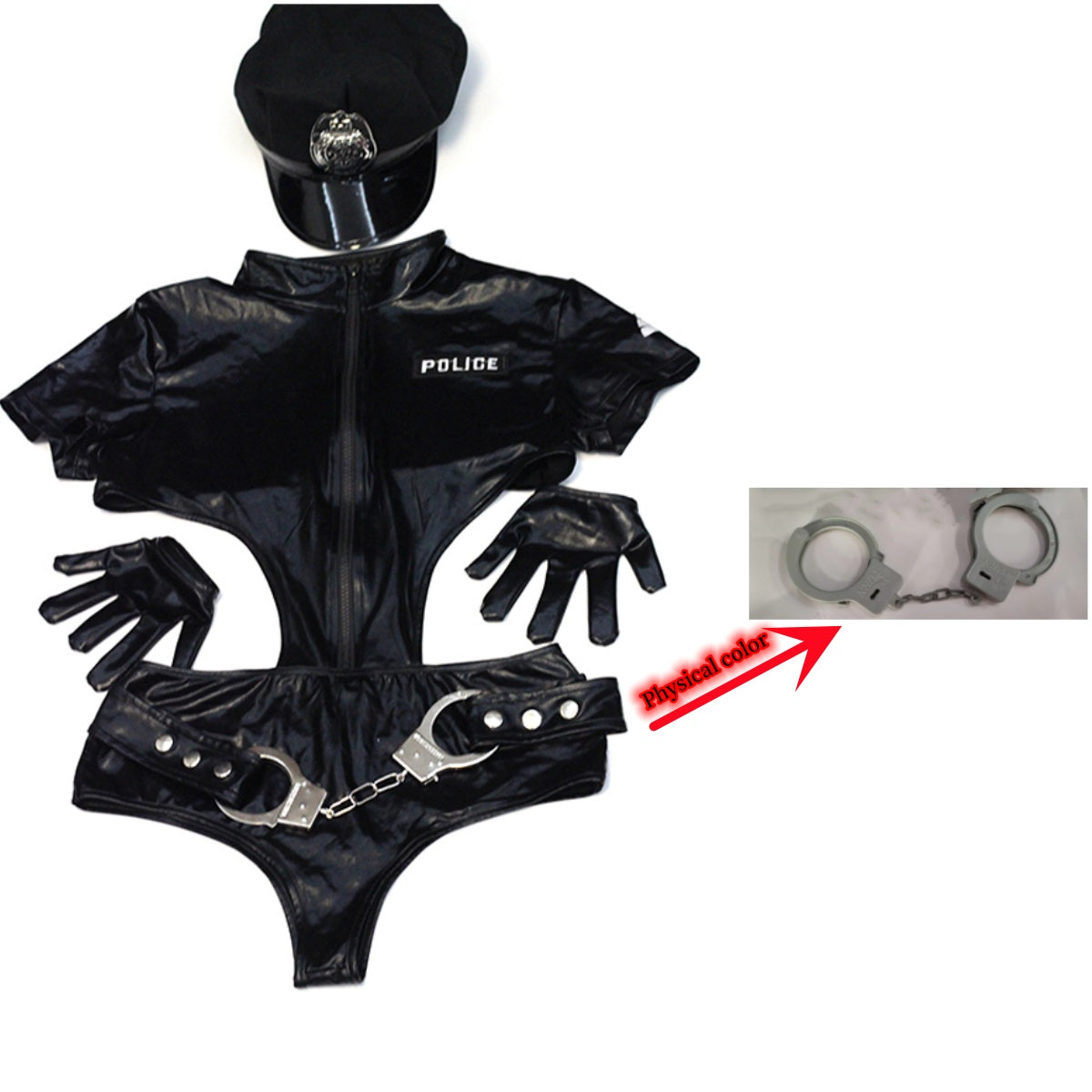 Black Patent Leather Policewoman Costume