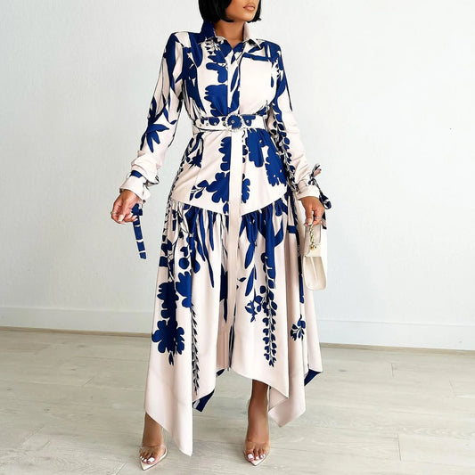 Printed Irregular Maxi Dress